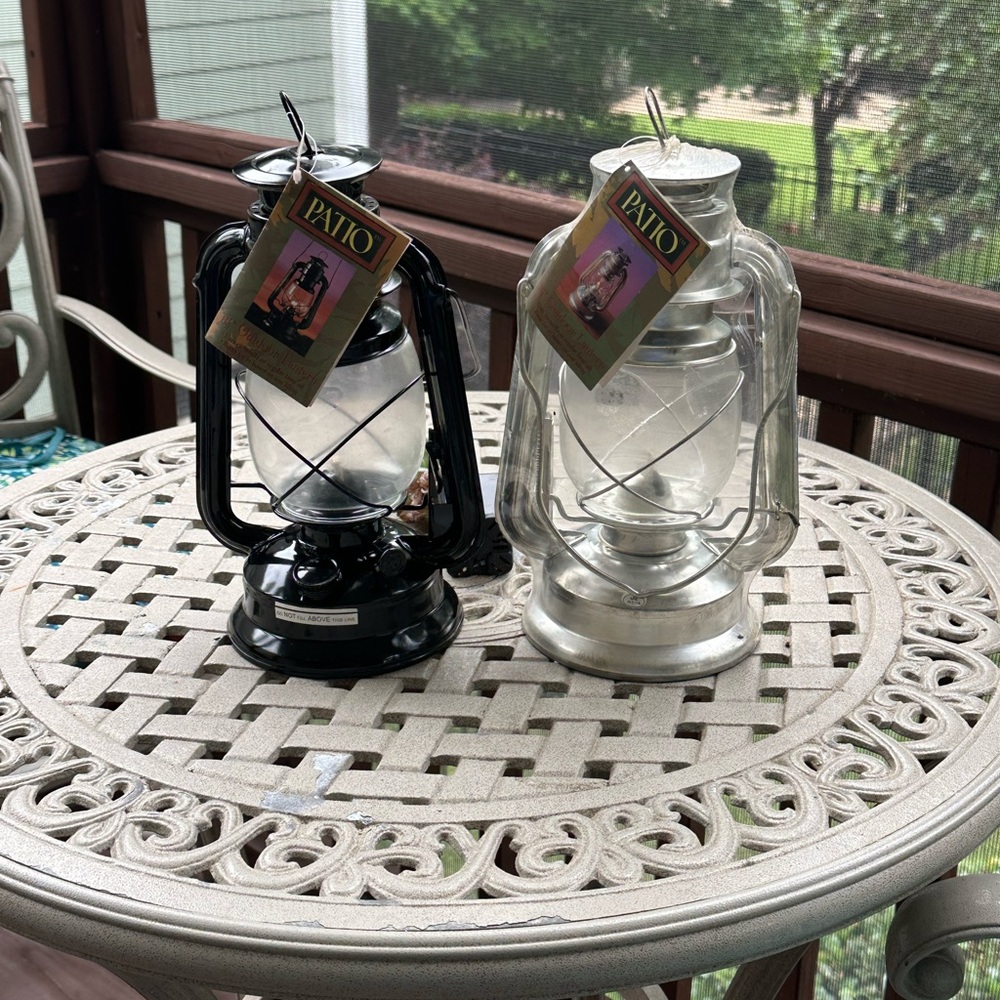 Patio Black and Silver Lantern Set